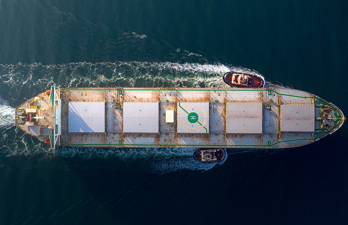 Aerial photo of Japanese bulk carrier Green Power by Mudassir Ali