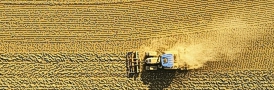 Aerial shot of farm machinery at work