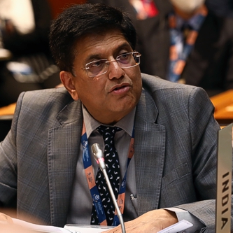 India’s Commerce Minister Piyush Goyal speaking in the thematic session on food security at the WTO Ministerial Conference, Geneva, June 14, 2022