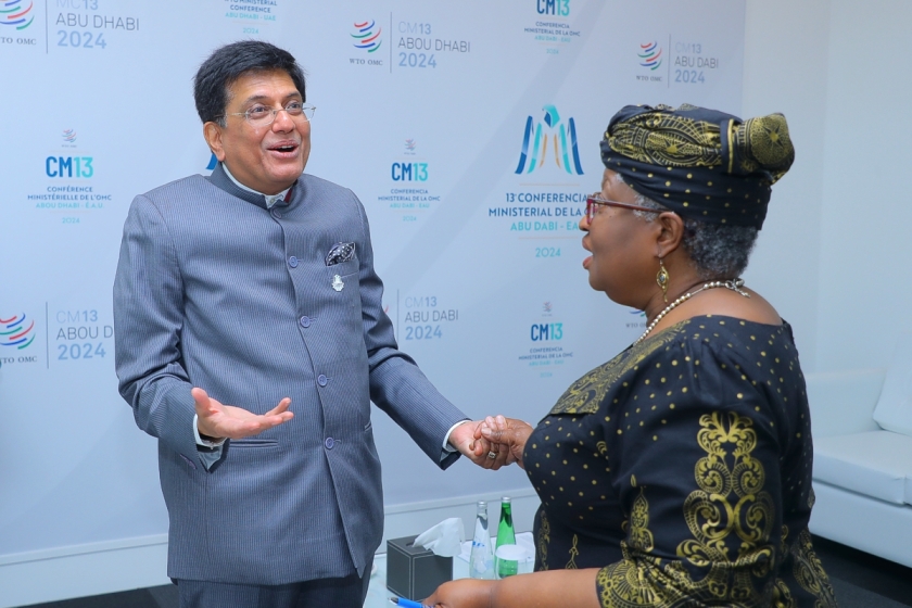 Photo of Indian Commerce Minister Piyush Goyal and WTO Director-General Ngozi Okonjo-Iweala at the Abu Dhabi Ministerial Conference